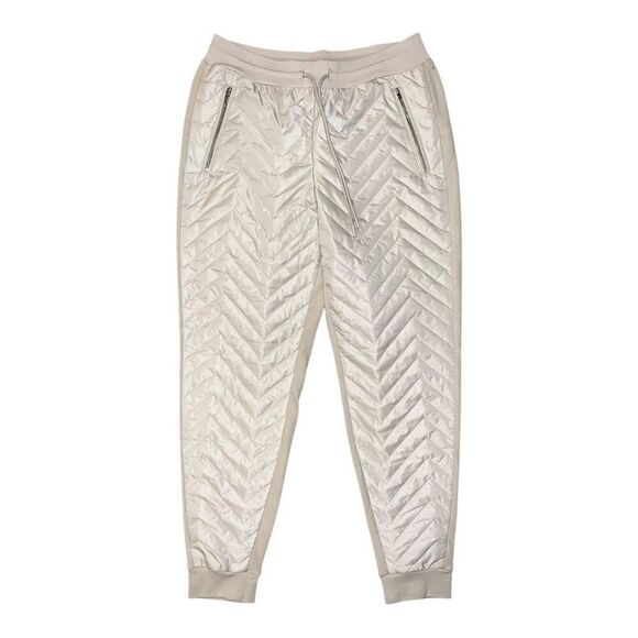 Athleta Solstice Jogger Pants Quilted Abalone Beige Size 10 NWOT NWD - Picture 2 of 10